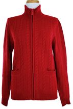 4 Ply Women's Jacket Cashmere Sweater with No Hood (Cable Knit, Dark Red) 4 Ply Women's Jacket Cashmere Sweater with No Hood (Cable Knit, Dark Red)