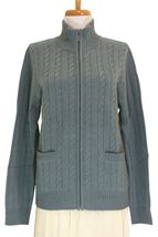 4-ply Women's Jacket, Zip Closure, 2 Pockets, No Hood, Cable Knit, (Blue Jean Grey) 4-ply Women's Jacket, Zip Closure, 2 Pockets, No Hood, Cable Knit, (Blue Jean Grey)