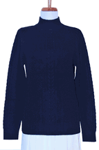 4-ply Women's Mock Turtleneck Cashmere Sweater Cable Knit (Navy) 4-ply Women's Mock Turtleneck Cashmere Sweater Cable Knit (Navy)