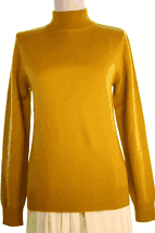4 Ply Women's Mock Turtleneck Cashmere Sweater (Dark Yellow) 4 Ply Women's Mock Turtleneck Cashmere Sweater (Dark Yellow)