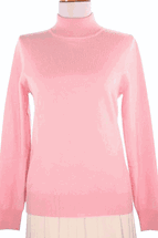 4-ply Women's Mock Turtleneck Cashmere Sweater (Pink) 4-ply Women's Mock Turtleneck Cashmere Sweater (Pink)