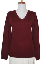 4 Ply Women's V-Neck Cashmere Sweater (Burgundy, Thick and Warm) 4 Ply Women's V-Neck Cashmere Sweater (Burgundy, Thick and Warm)