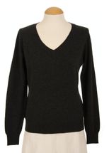 4-ply Women's V-neck Cashmere Sweater (Charcoal Grey) 4-ply Women's V-neck Cashmere Sweater (Charcoal Grey)
