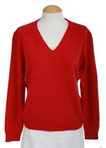 4 Ply Women's V-Neck Cashmere Sweater (Dark Red) 4 Ply Women's V-Neck Cashmere Sweater (Dark Red)