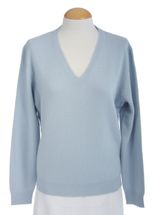 4 Ply Women's V-Neck Cashmere Sweater (Sky Blue) 4 Ply Women's V-Neck Cashmere Sweater (Sky Blue)