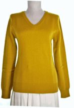 4 Ply Womens V Neck Cashmere Sweater (Dark Yellow) 4 Ply Womens V Neck Cashmere Sweater (Dark Yellow)