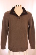 6 Ply Men's Mock Turtleneck Cashmere Sweater with 4-Button Closure (Dark Camel) - <b>Thick and Warm</b> 6 Ply Men's Mock Turtleneck Cashmere Sweater with 4-Button Closure (Dark Camel) - <b>Thick and Warm</b>