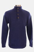 6 Ply Men's Mock Turtleneck Cashmere Sweater with 4-Button Collar Closure (Grey Marine) - <b>Thick and Warm</b> 6 Ply Men's Mock Turtleneck Cashmere Sweater with 4-Button Collar Closure (Grey Marine) - <b>Thick and Warm</b>