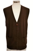 Men's Cashmere Cardigan Button Vest (Chocolate) Men's Cashmere Cardigan Button Vest (Chocolate)