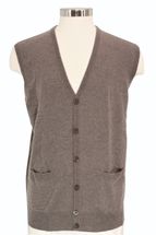 Men's Cashmere Cardigan Button Vest (Dark Camel) Men's Cashmere Cardigan Button Vest (Dark Camel)