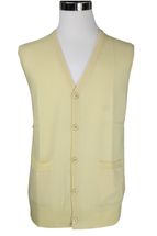 Men's Cashmere Cardigan Button Vest (Light Yellow) Men's Cashmere Cardigan Button Vest (Light Yellow)