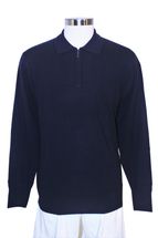 Men's Polo Cashmere Sweater Quarter Zip Collar (Navy) Men's Polo Cashmere Sweater Quarter Zip Collar (Navy)