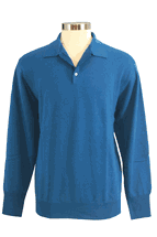Men's Polo Cashmere Sweater with 3-buton, 2-tone in collar (Grey Blue) Men's Polo Cashmere Sweater with 3-buton, 2-tone in collar (Grey Blue)