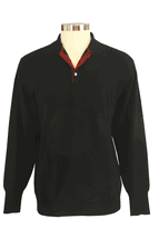 Men's Polo Cashmere Sweater with 3-button, 2-tone in Collar (Black) Men's Polo Cashmere Sweater with 3-button, 2-tone in Collar (Black)