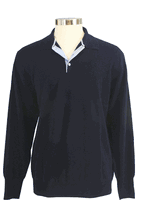 Men's Polo Cashmere Sweater with 3-button, 2-tone in collar (Navy) Men's Polo Cashmere Sweater with 3-button, 2-tone in collar (Navy)