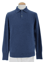 Men's Polo Cashmere Sweater with 3-button (Grey Marine) Men's Polo Cashmere Sweater with 3-button (Grey Marine)