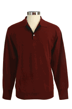 Men's Polo Cashmere Sweater with 3-buttone, 2-tone in collar (Burgundy) Men's Polo Cashmere Sweater with 3-buttone, 2-tone in collar (Burgundy)