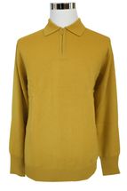 Men's Cashmere Sweater with Quarter Zip Collar (Dark Yellow) Men's Cashmere Sweater with Quarter Zip Collar (Dark Yellow)