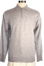 Men's Cashmere Sweater with Quarter Zip Collar (Light Grey) Men's Cashmere Sweater with Quarter Zip Collar (Light Grey)