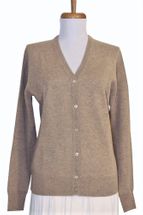 Women's Cardigan V Neck Cashmere Sweater (Beige) Women's Cardigan V Neck Cashmere Sweater (Beige)