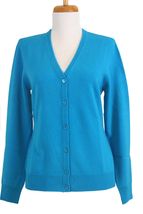 Women's Cardigan V-neck Cashmere Sweater (Blue Green) Women's Cardigan V-neck Cashmere Sweater (Blue Green)