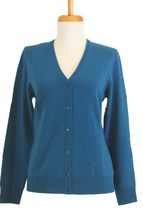 Women's Cardigan V-neck Cashmere Sweater (Grey Blue) Women's Cardigan V-neck Cashmere Sweater (Grey Blue)