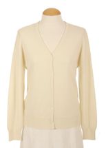 Women's Cardigan V Neck Cashmere Sweater (Off White) Women's Cardigan V Neck Cashmere Sweater (Off White)