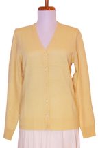 Women's Cardigan V-neck Cashmere Sweater (Yellow) Women's Cardigan V-neck Cashmere Sweater (Yellow)