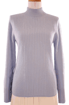 Women's Mock Turtle Neck Cashmere Sweater with Ribbed Body (Sky Blue) Women's Mock Turtle Neck Cashmere Sweater with Ribbed Body (Sky Blue)
