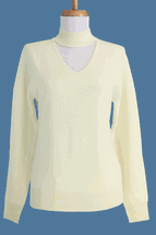Women's Mock Turtleneck Cashmere Sweater with a front V-cutout (Off white) Women's Mock Turtleneck Cashmere Sweater with a front V-cutout (Off white)