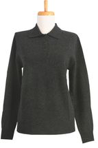 Women's Polo Cashmere Sweater with 3-button (Charcoal Grey) Women's Polo Cashmere Sweater with 3-button (Charcoal Grey)