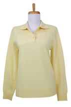 Women's Polo Cashmere Sweater with 3-button (Light Yellow) Women's Polo Cashmere Sweater with 3-button (Light Yellow)
