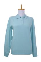 Women's Polo Cashmere Sweater with 3-button (Powder Green) Women's Polo Cashmere Sweater with 3-button (Powder Green)