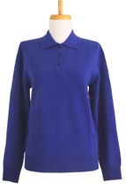 Women's Polo Cashmere Sweater with 3-button (Royal Blue) Women's Polo Cashmere Sweater with 3-button (Royal Blue)