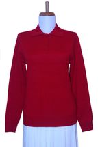 Women's Polo Neck Cashmere Sweater (Single Color, Red) Women's Polo Neck Cashmere Sweater (Single Color, Red)