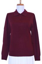 Women's Polo Neck Cashmere Sweater with 3-Button (Burgundy) Women's Polo Neck Cashmere Sweater with 3-Button (Burgundy)