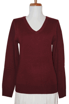 Women's V Neck Cashmere Sweater (Burgundy) Women's V Neck Cashmere Sweater (Burgundy)
