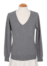Women's V-Neck Cashmere Sweater (Mid Grey) Women's V-Neck Cashmere Sweater (Mid Grey)