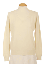 Women's V Neck Cashmere Sweater (Off White) Women's V Neck Cashmere Sweater (Off White)