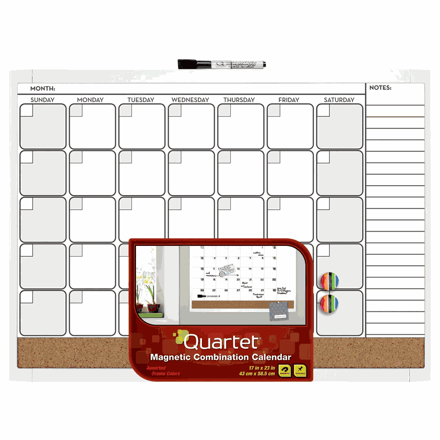 Quartet Dry Erase Board / Cork Board, Calendar Board, Ma