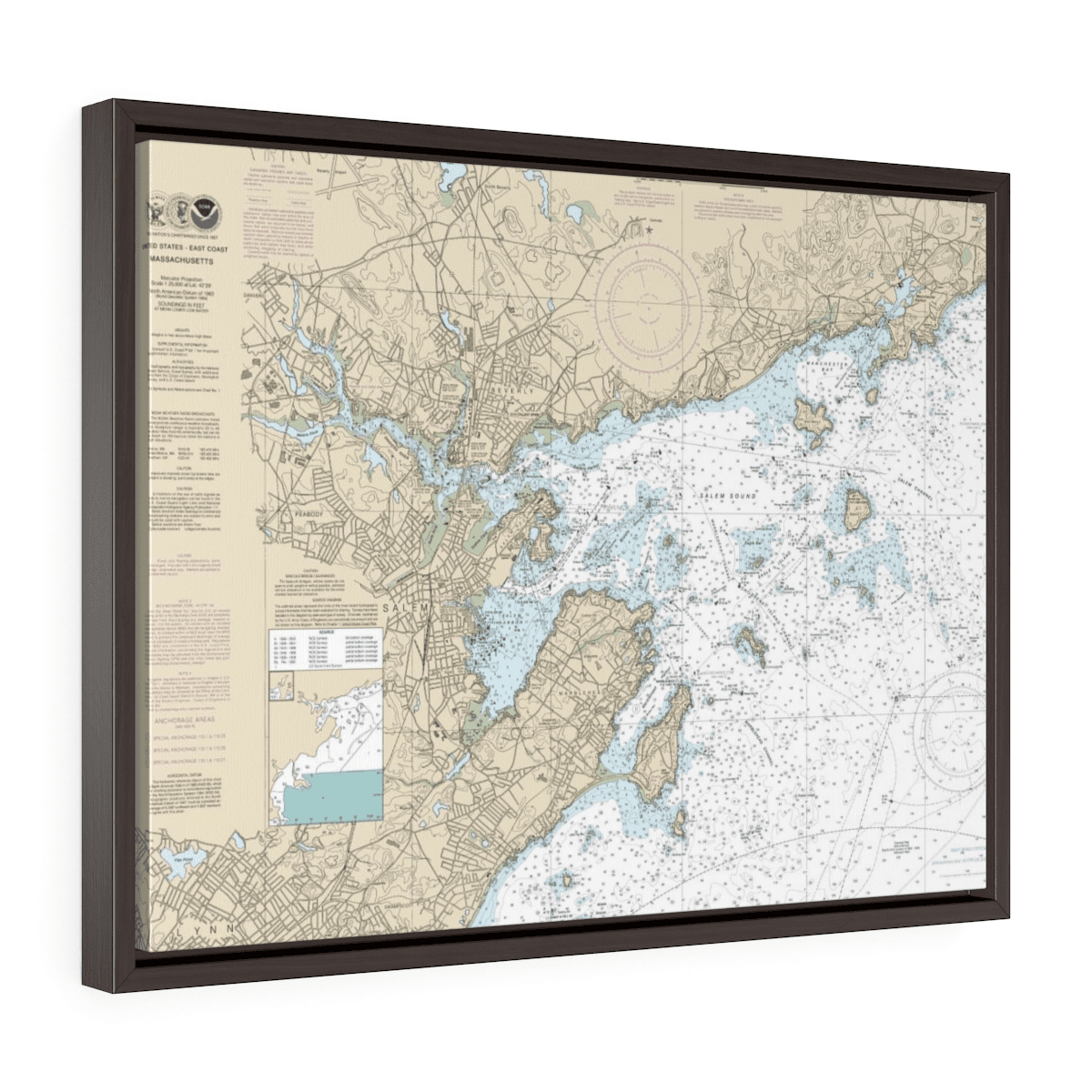 Nautical Chart with Floating Frame Ocean Offerings