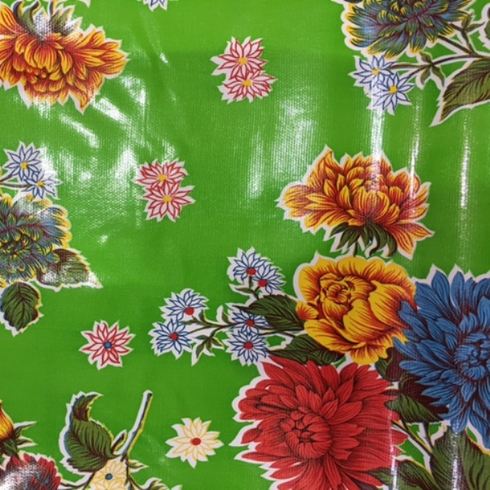 Chrysanthemum Green Tablecloth Vinyl 54 Inch (Oilcloth)