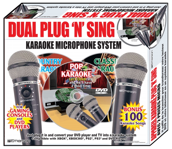 Emerson MM207S Dual Plug N Sing Handheld Karaoke Microphone