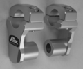 ROX Handle Bar Adjustable / Pivoting Risers for 1 1/8" by 1 1/8" (28mm) Handle Bars, 2 inch Rise Clear Anodized Silver