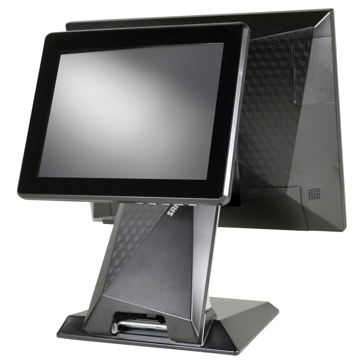 Rear view of SAM4s Sapphire with optional 9.7-inch customer-facing display