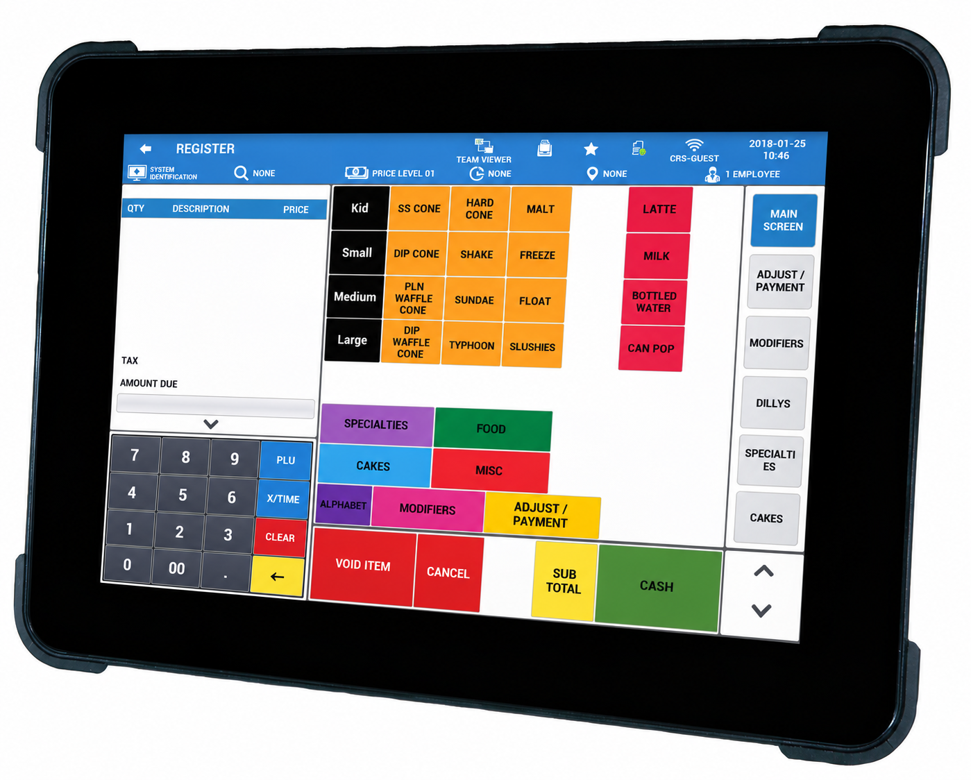 HiStone HM626R tablet with illustrative SAM4pos screen